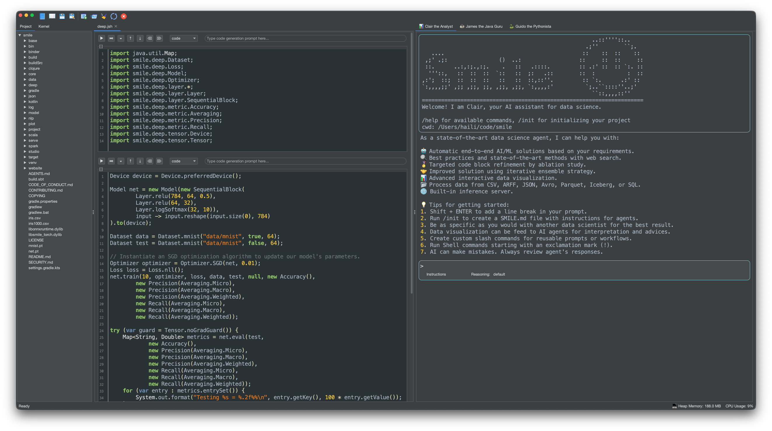 SMILE Studio application layout